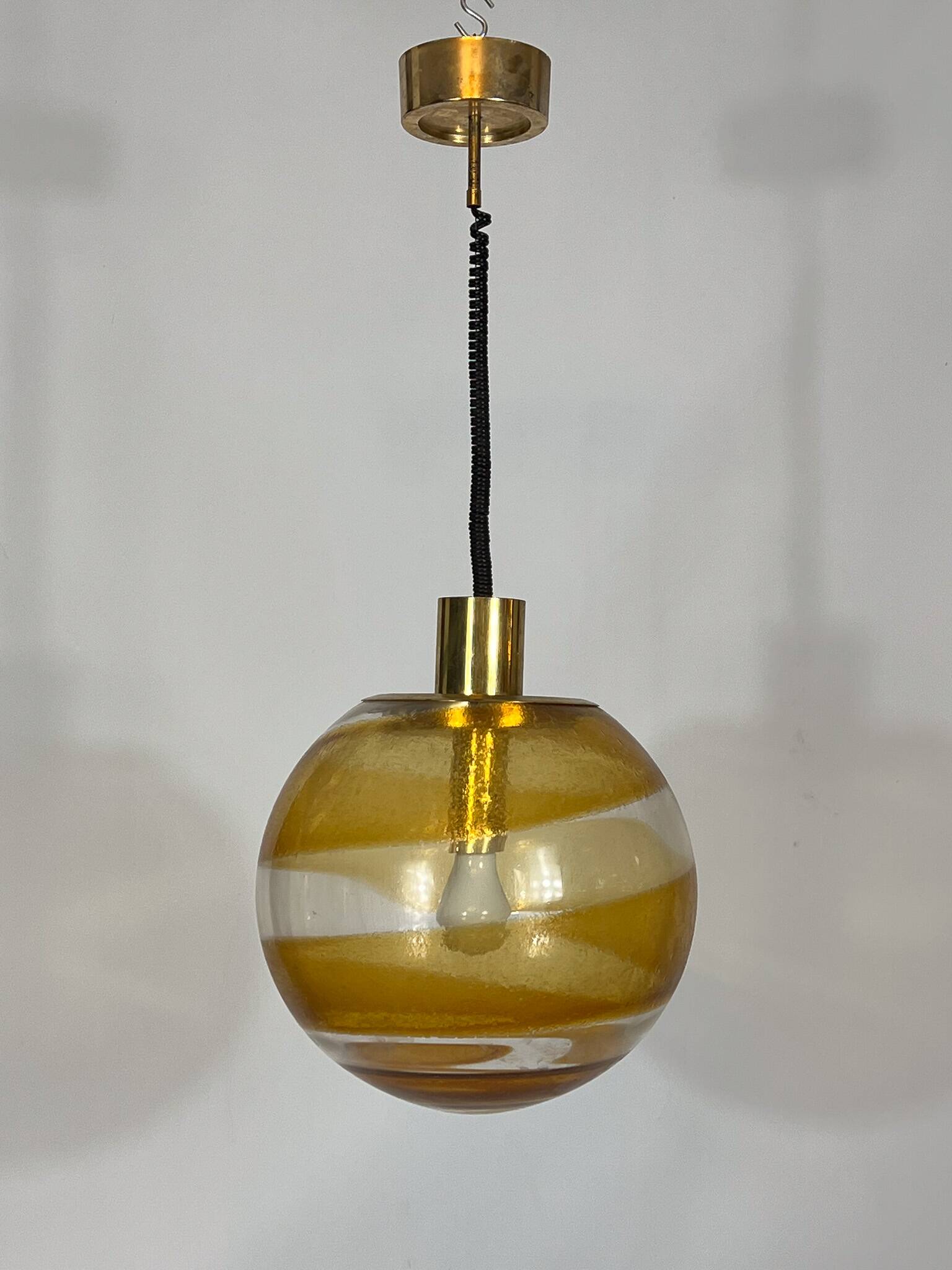 Mid-century Italian Murano glass sphere pendant lamp from 60s