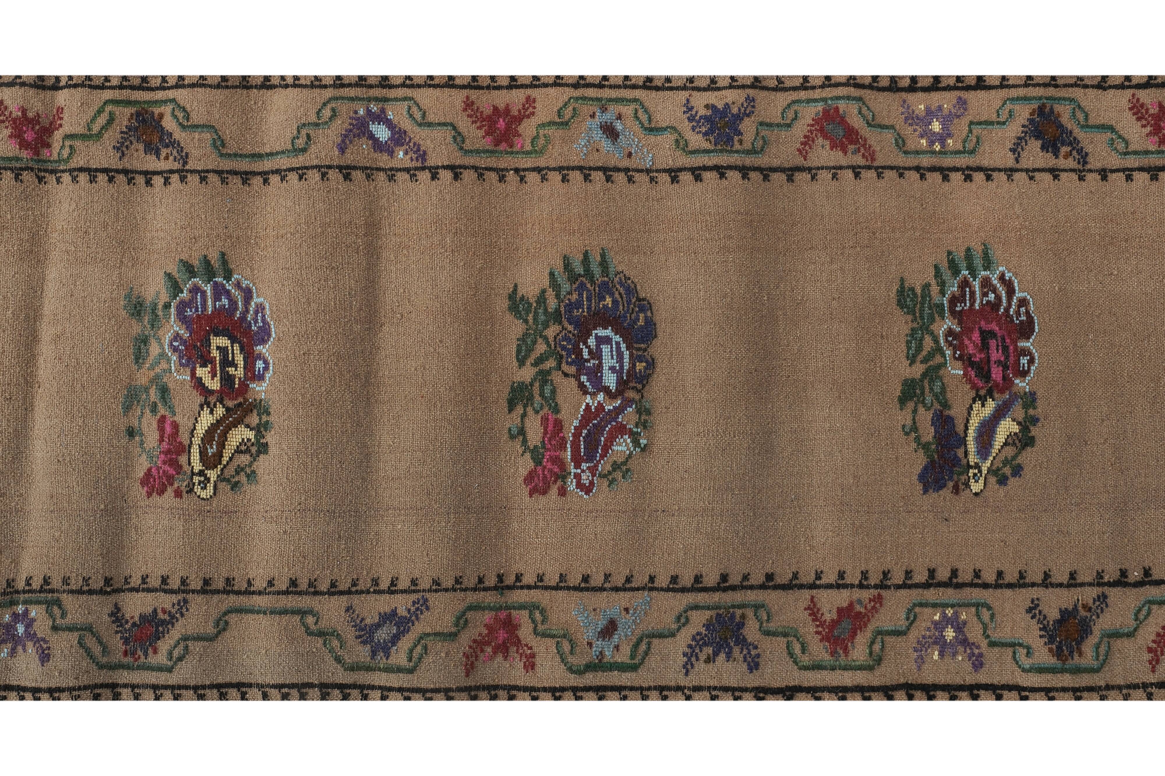 Vintage Turkish Oushak Rug Handwoven 52x409 cm