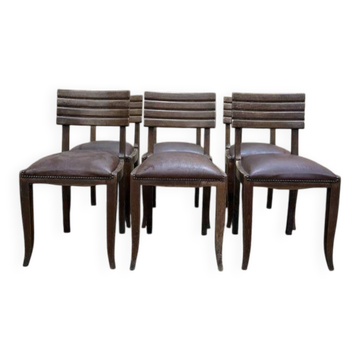 Suite de 6 chaises 1950 attribuée à Gaston Poisson