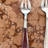 12 dessert forks, cake