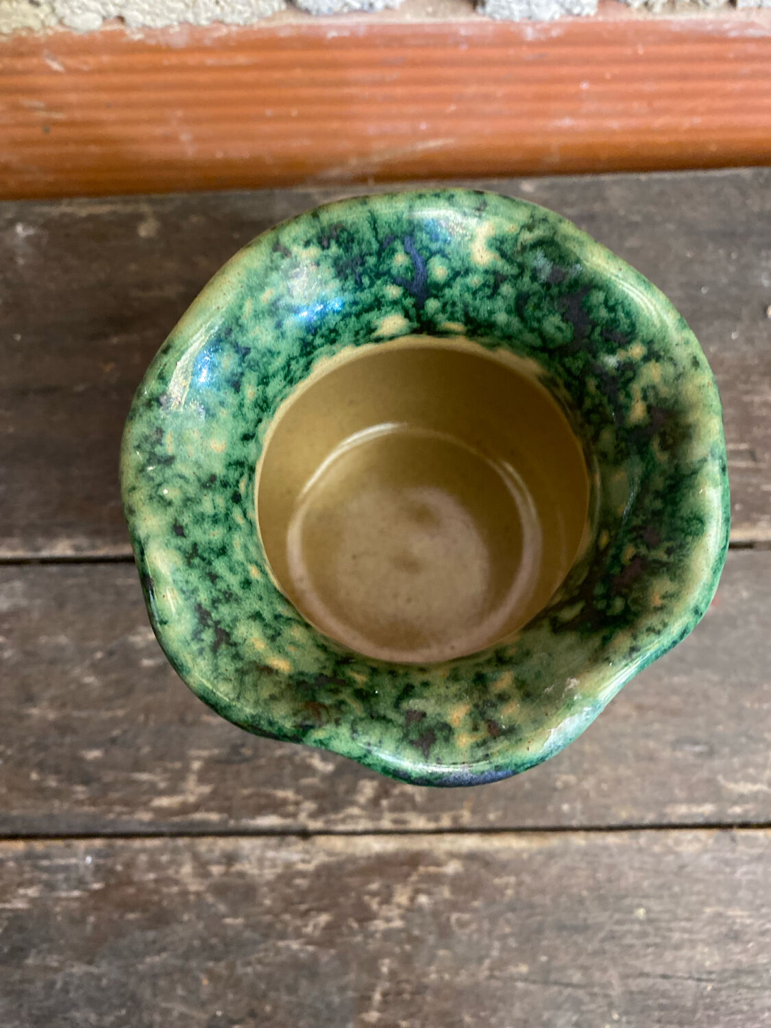 Vintage 1970s Beige Ceramic Vase with Painted Decoration