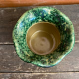 Vintage 1970s Beige Ceramic Vase with Painted Decoration