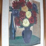 Tableau ancien dahlias