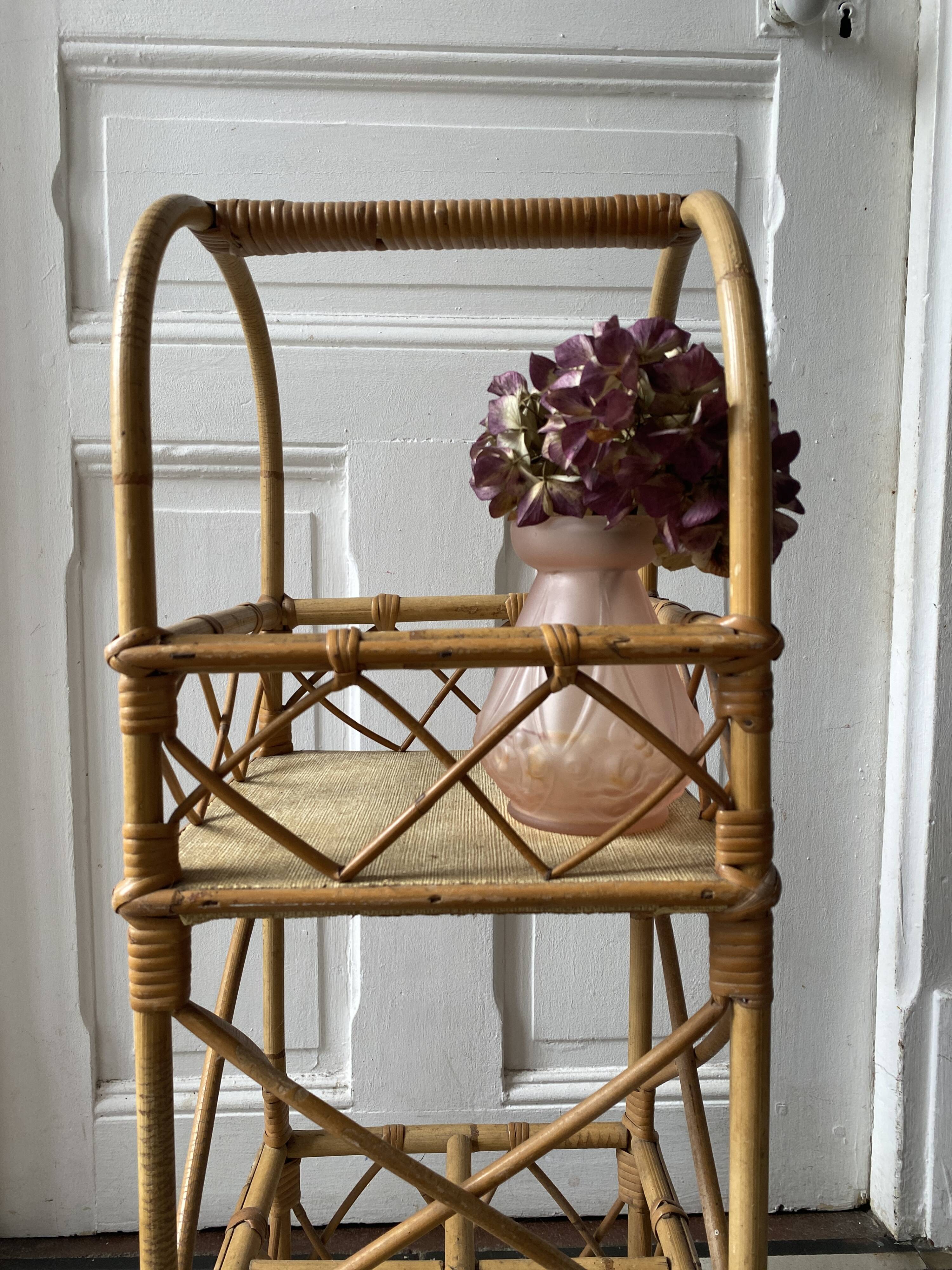 Vintage rattan bar or bottle holder