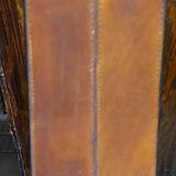 Vintage 80s design floor lamp in leather and brass.