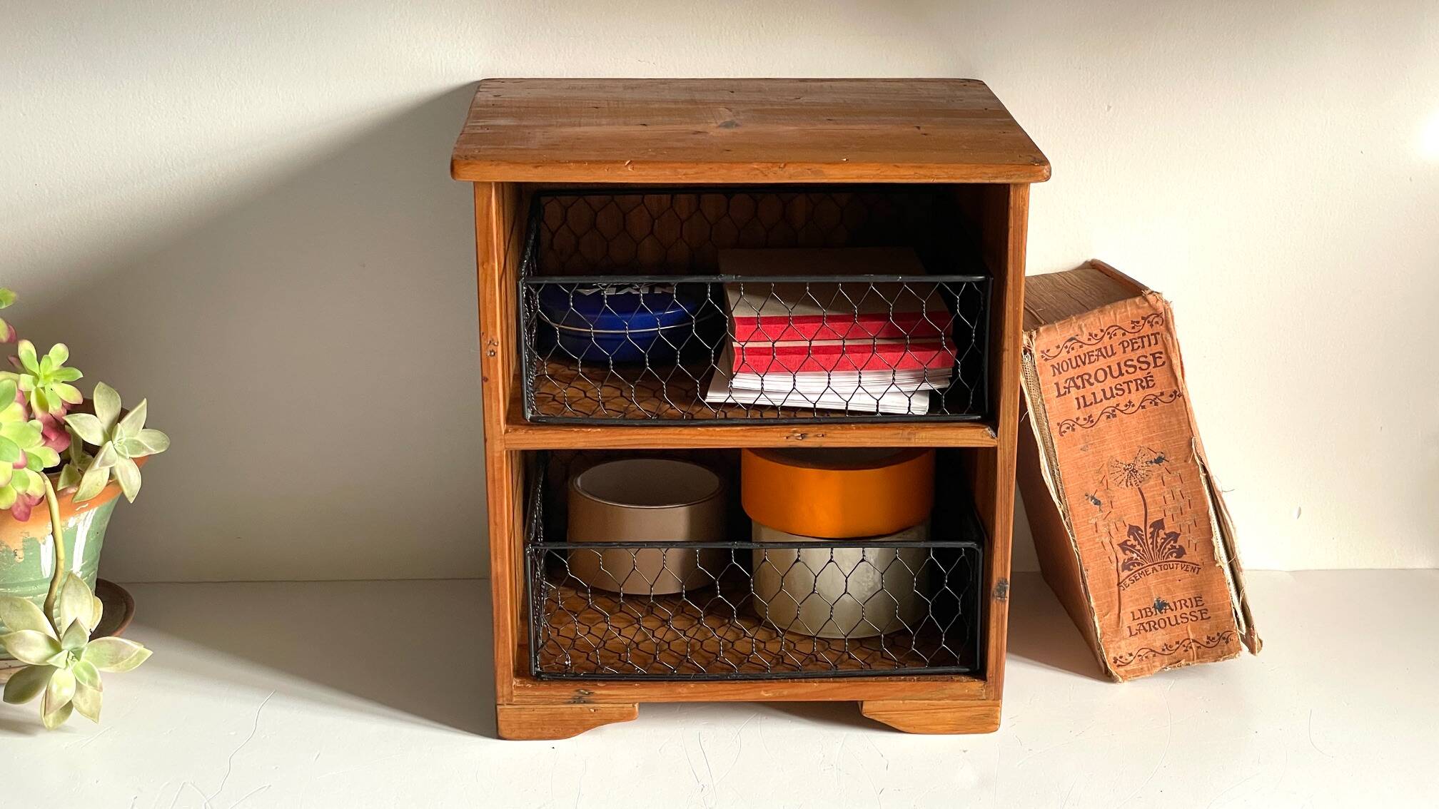 Wooden and metal drawer box from the 80s