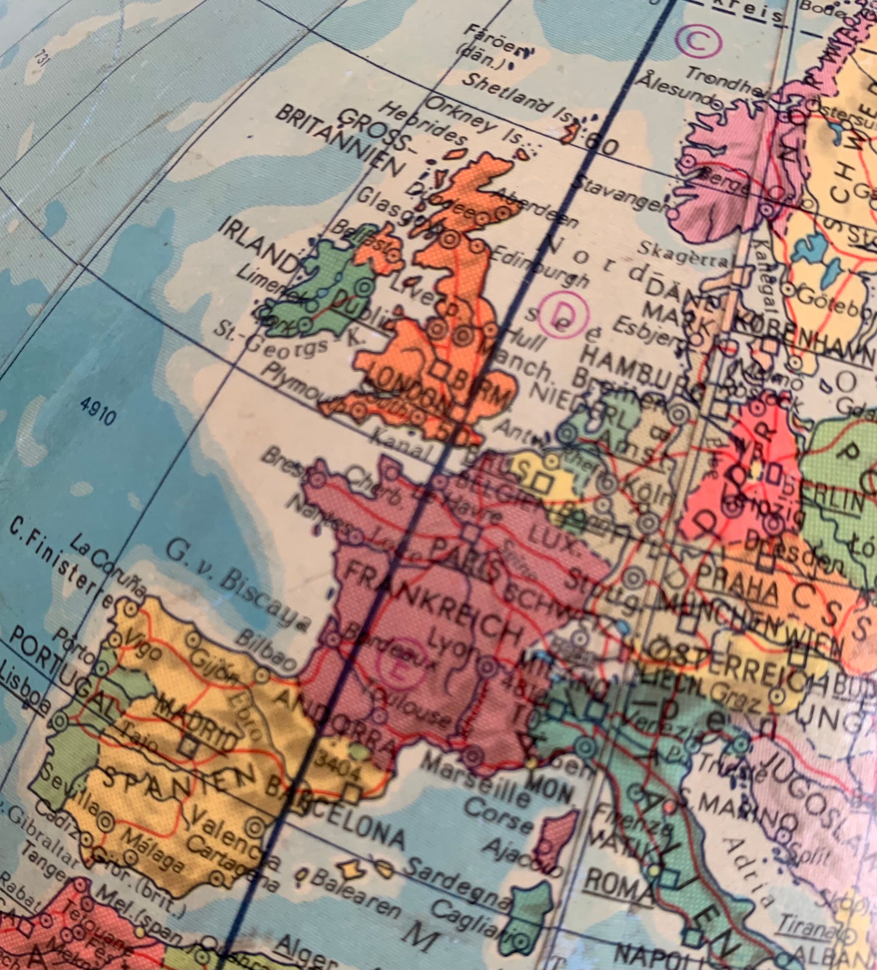 Vintage globe 1973 terrestrial Räth ex-GDR - 48 cm