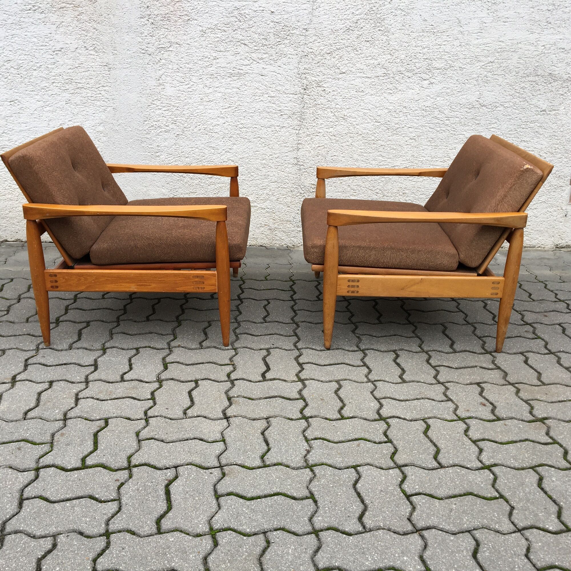 Vintage miroslav navratil lounge chairs adjustable mid century 60s
