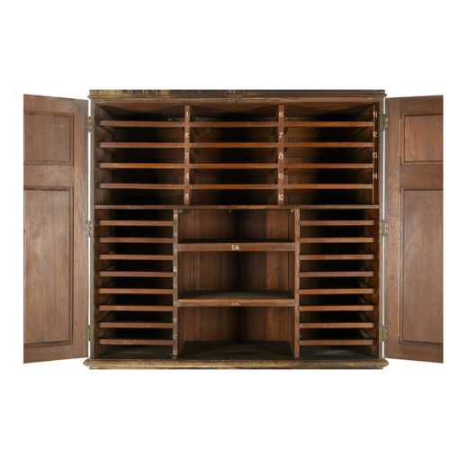 Postal sorting furniture in patinated wood