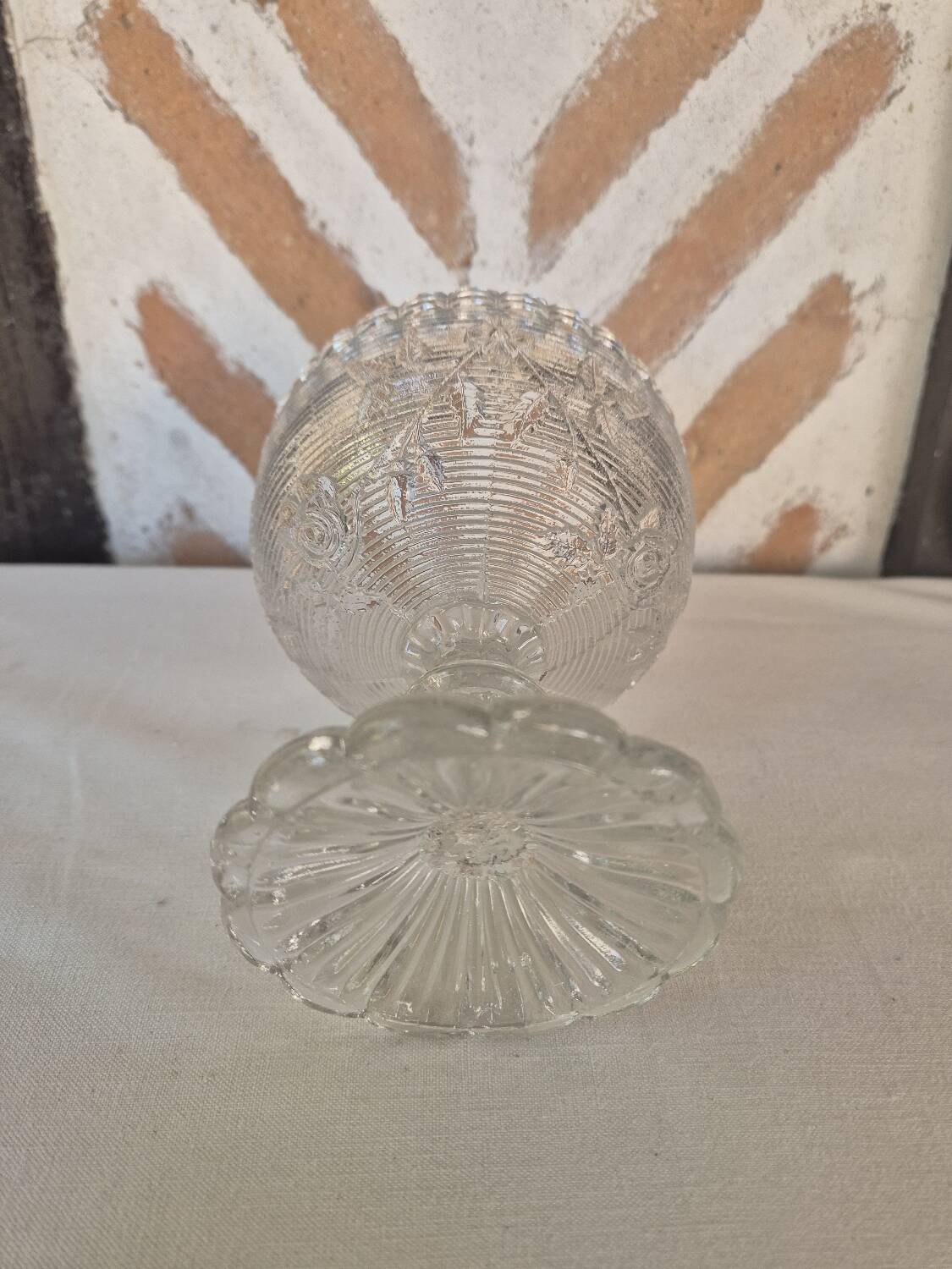 Bonbonnière verre décor  roses