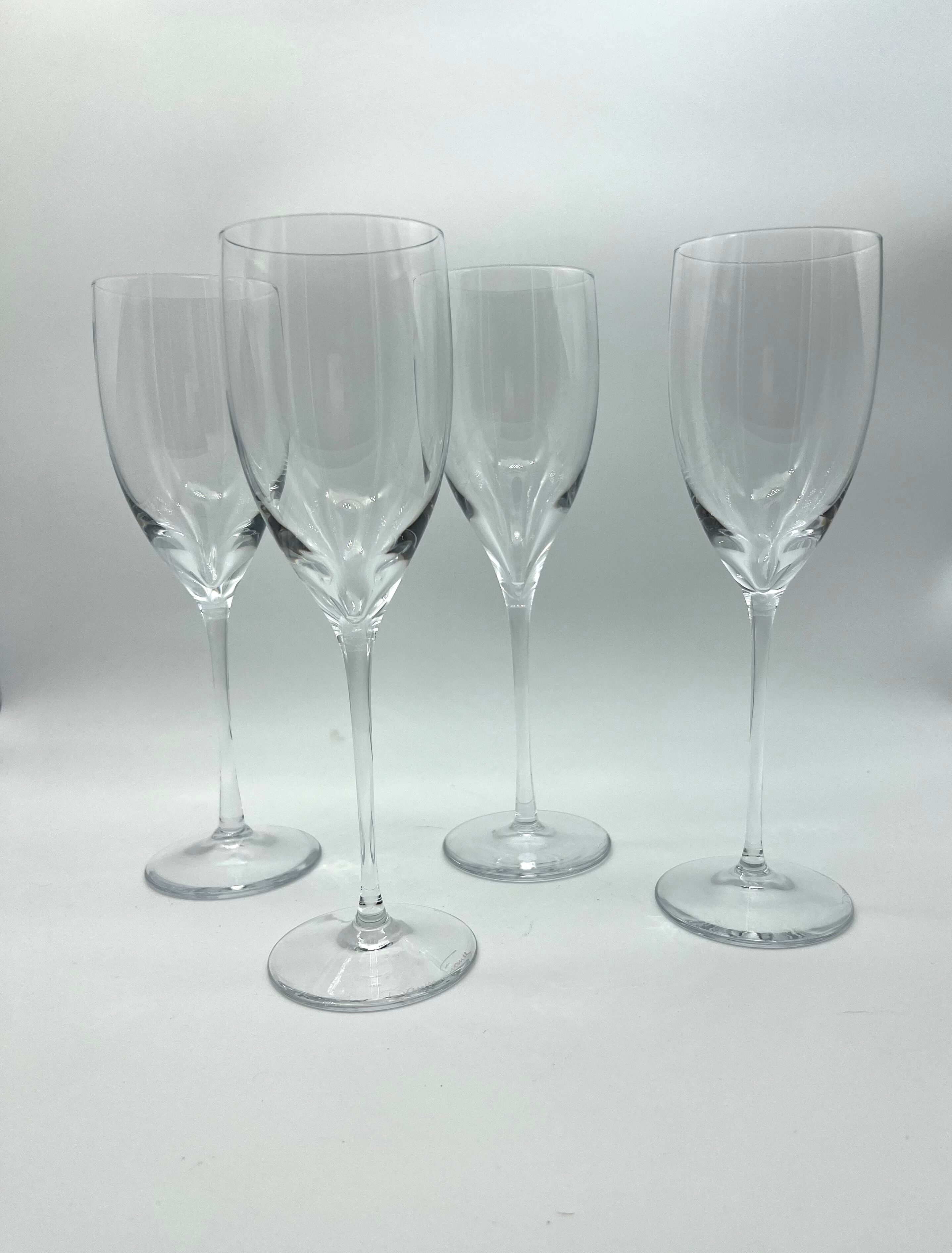 Set of 4 champagne flutes Daum cristal