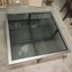 Table in satin aluminum and black glass, 70s design