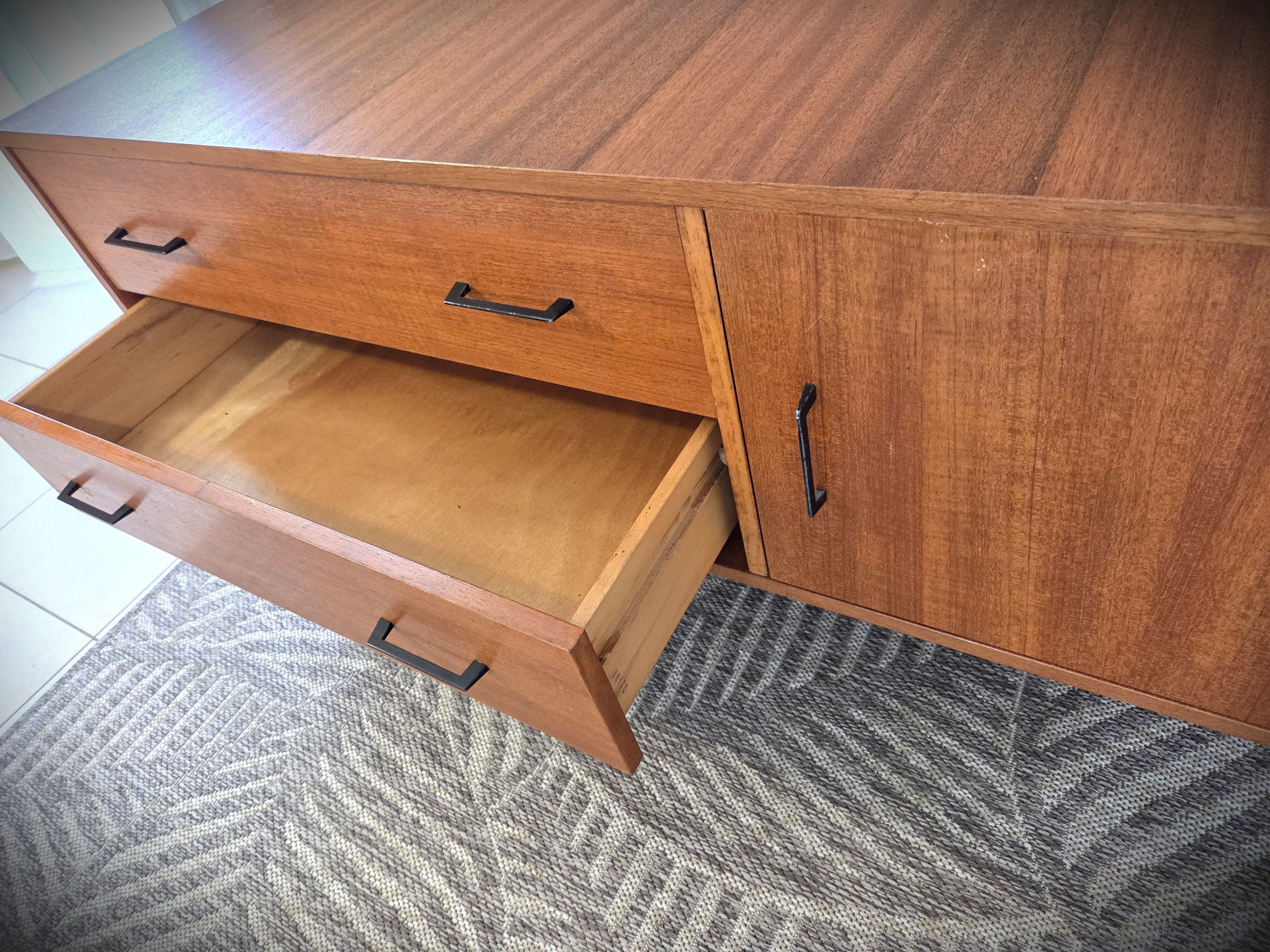 Low Scandinavian enfilade in teak, late 1960s.