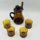 Vintage Sangria Service in Amber Glass and Wood