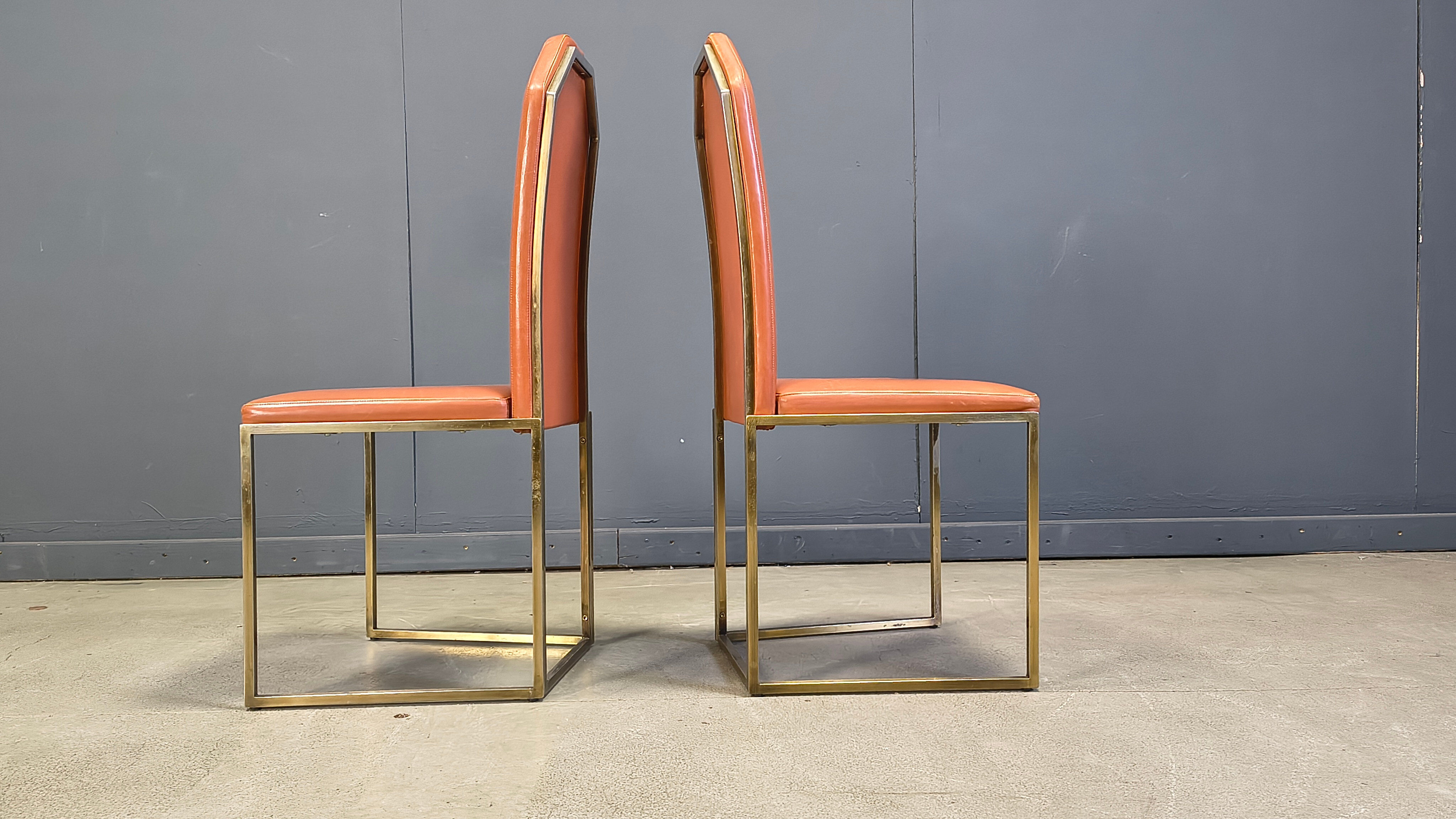 Vintage brass dining chairs by Belgochrom, 1970s