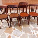 Table and 4 chairs bistrot Baumann vintage 1960s