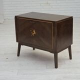 1960s, Danish radio/TV commode, laqered ash wood, wood marquetry door.