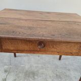 Antique rustic farmhouse table in solid oak, circa 1900s - 84cm