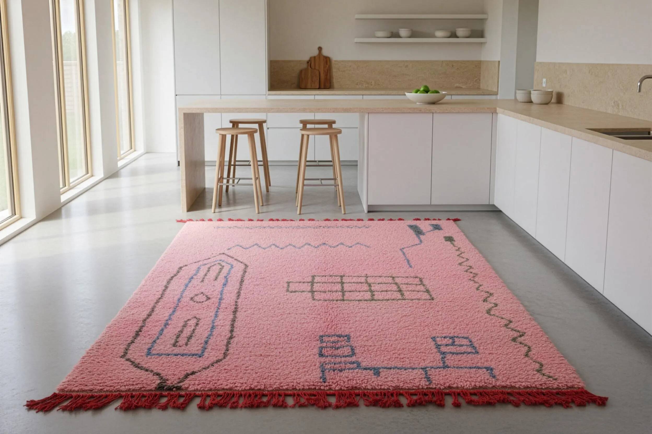 Handmade wool rug Morocco 2.5 x 1.5 m