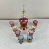 Vintage liqueur carafe and matching glasses Made in Italy