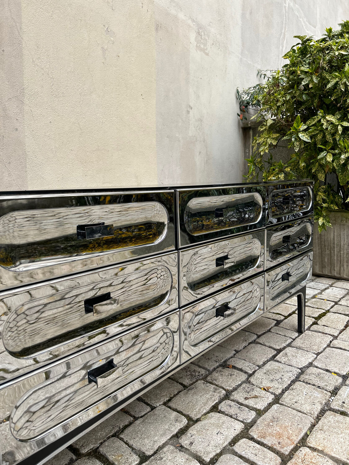 Commode Space Age Chromée par Henri Vallières