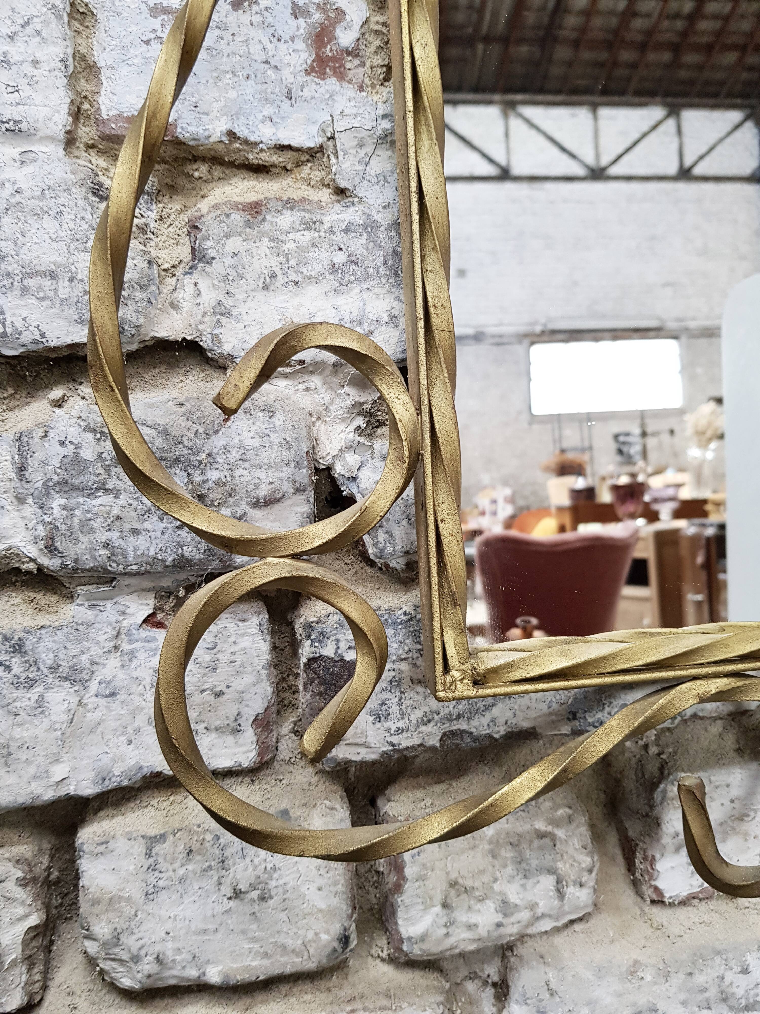 Gilded wrought iron mirror 52x64cm