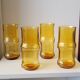 4 vintage orangeade glasses in yellow glass in the shape of bamboo