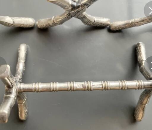 11 silver-plated metal knife rests, Art Nouveau, Morlot