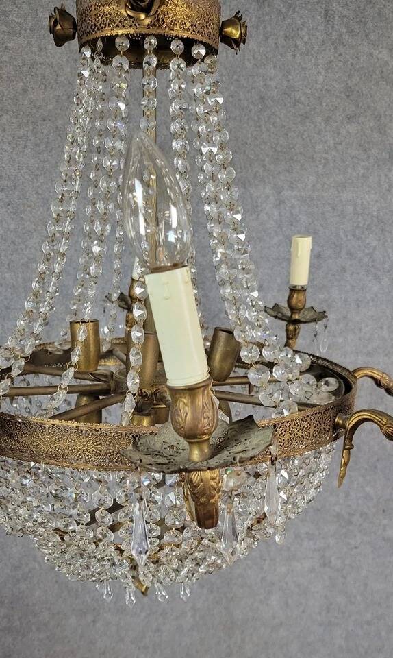 Louis XV style hot air balloon or basket chandelier circa 1900