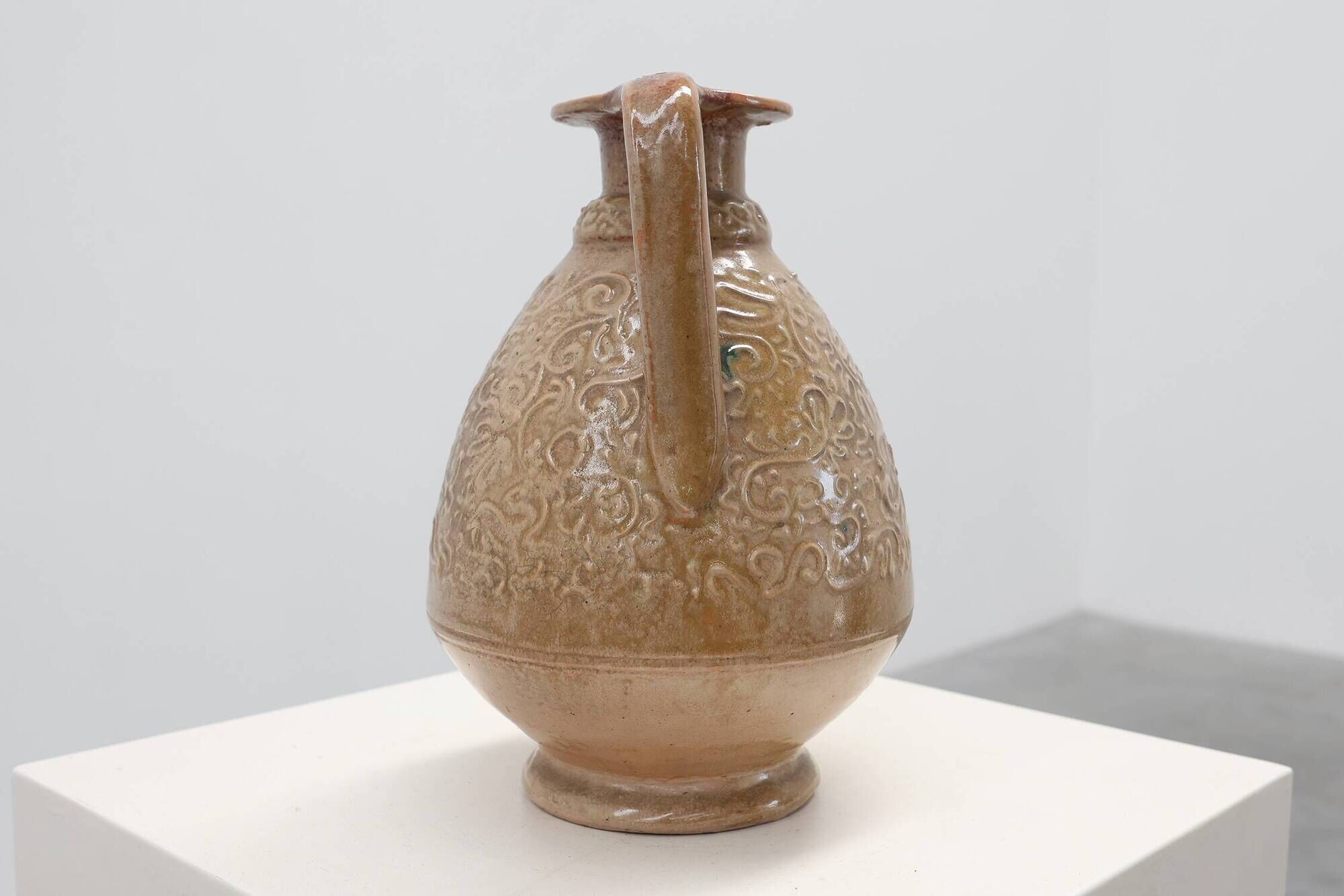 Perignem Salt-Glazed Stoneware Jug with Relief Decoration, Belgium, 1960s