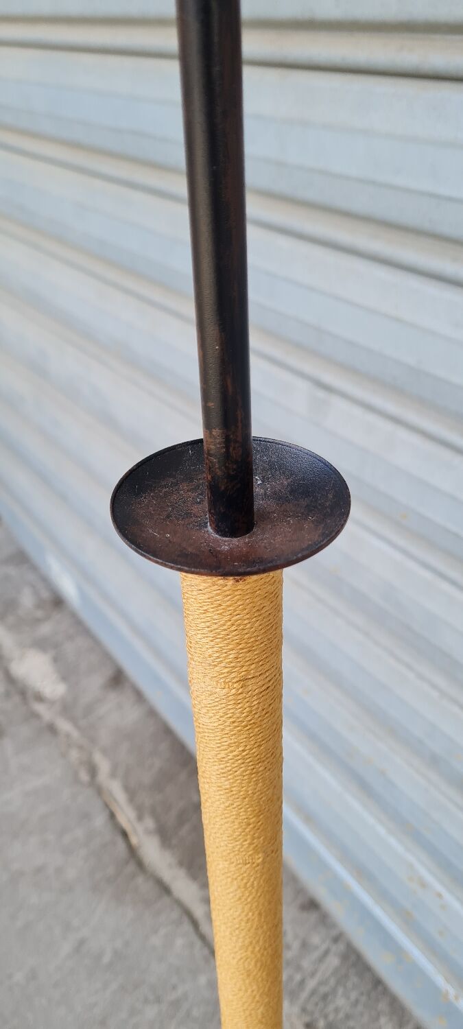 Wrought iron floor lamp and rope