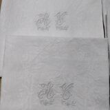 White linen towels embroidered