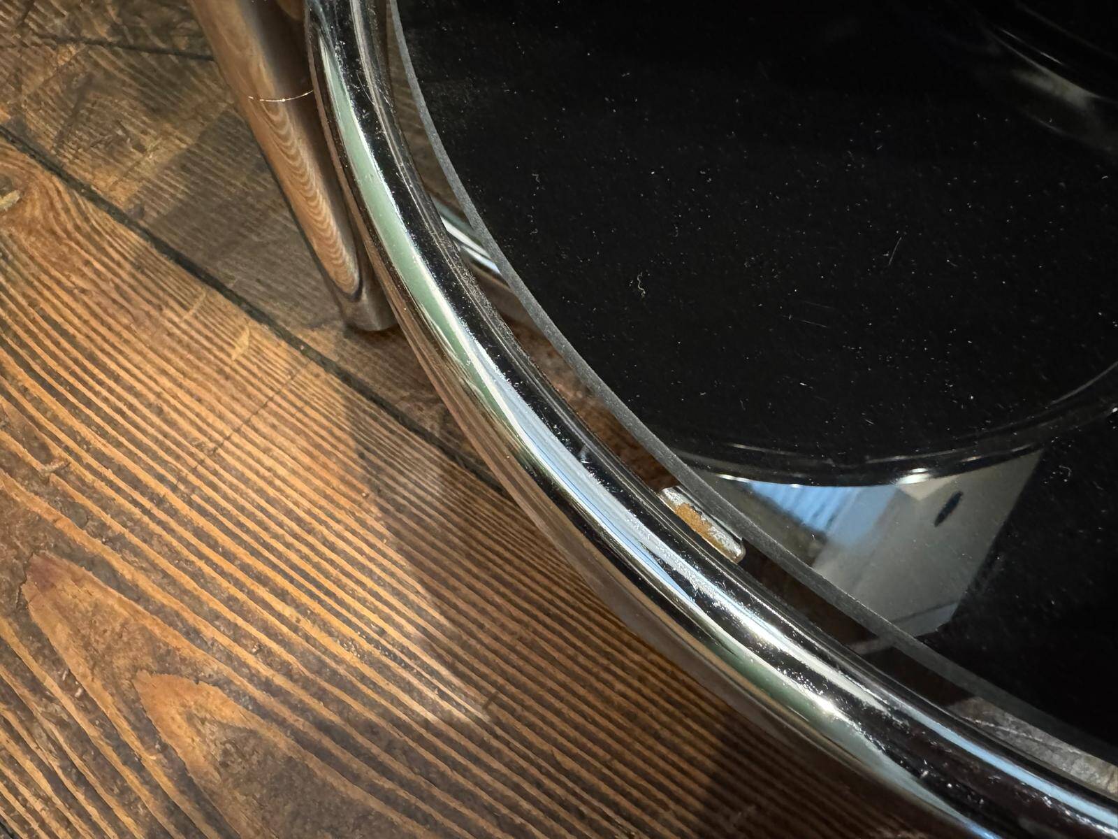 Vintage smoked glass and chrome side table