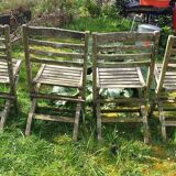 4 teak folding chairs