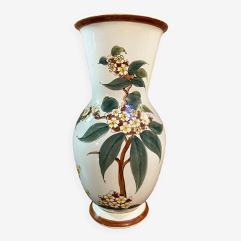 Vase RDA est-allemand des années 1960 avec fleurs peintes à la main, Steingutfabrik Dresden, Villeroy & Boch