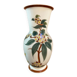 East German GDR Vase from 1960s with Hand-Painted Flowers, Steingutfabrik Dresden, Villeroy & Boch
