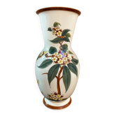 Vase RDA est-allemand des années 1960 avec fleurs peintes à la main, Steingutfabrik Dresden, Villeroy & Boch