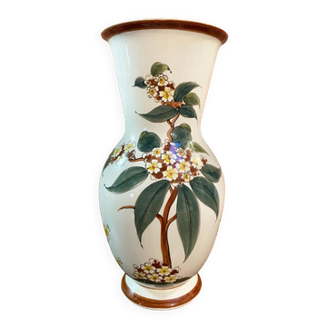 East German GDR Vase from 1960s with Hand-Painted Flowers, Steingutfabrik Dresden, Villeroy & Boch