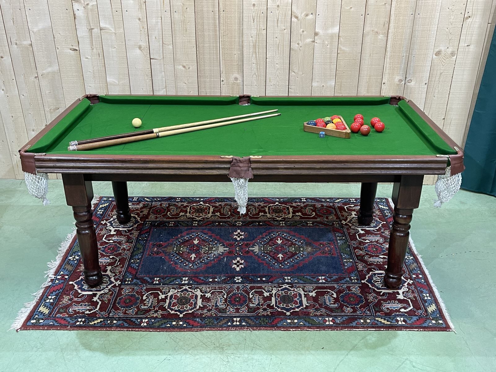 English billiards of the 1950s in mahogany