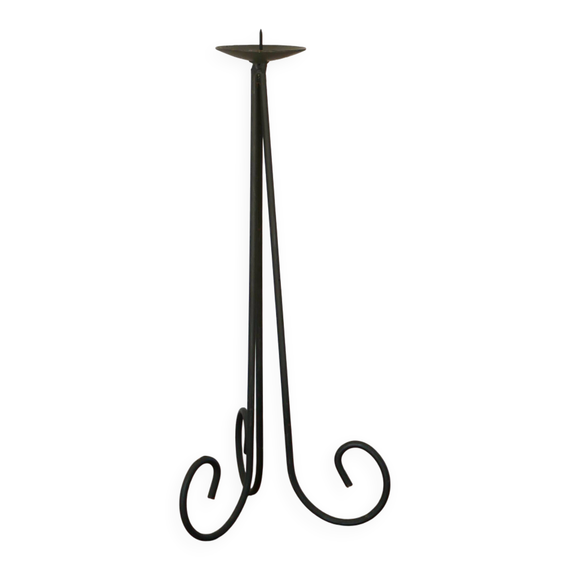 Black iron tripod chandelier, Brutalist, 1970 - 34 cm