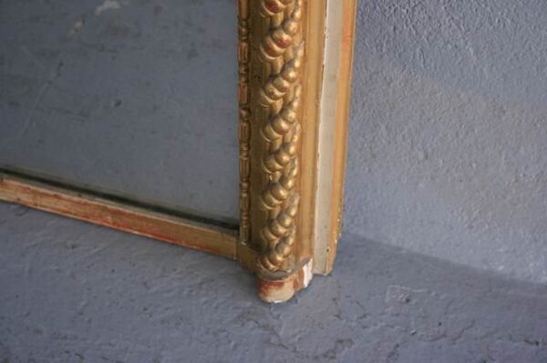 Trumeau de style Louis XVI laqué et doré XIXème 86x168cm