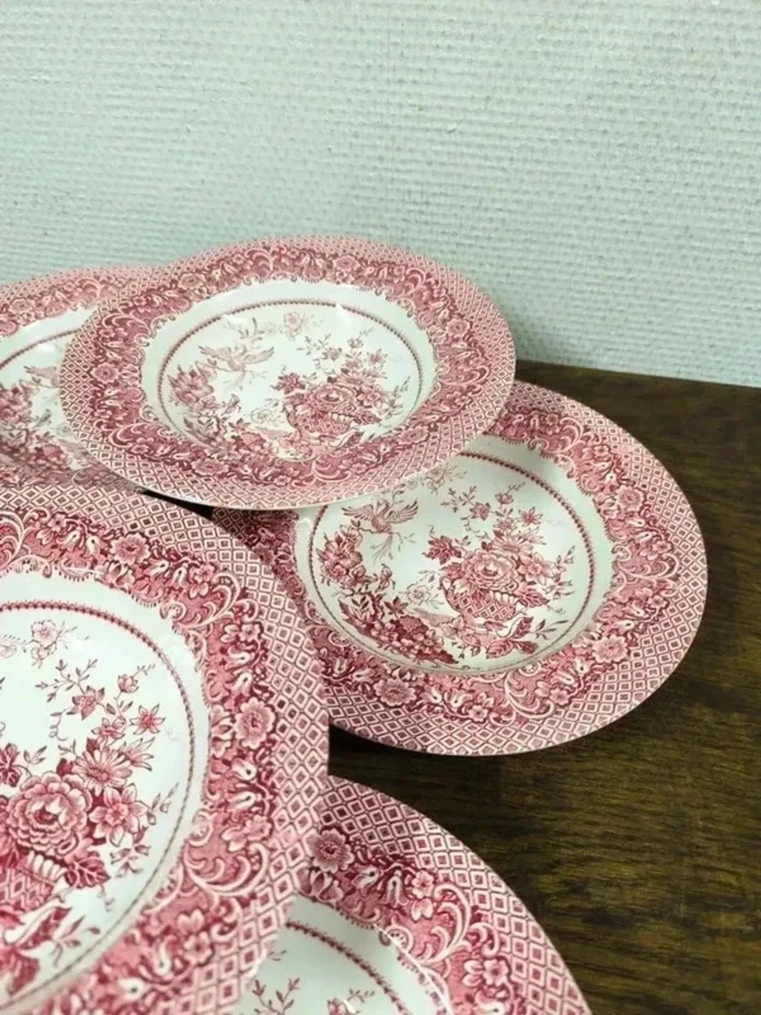 Set of 6 vintage English deep plates – Jardinière model