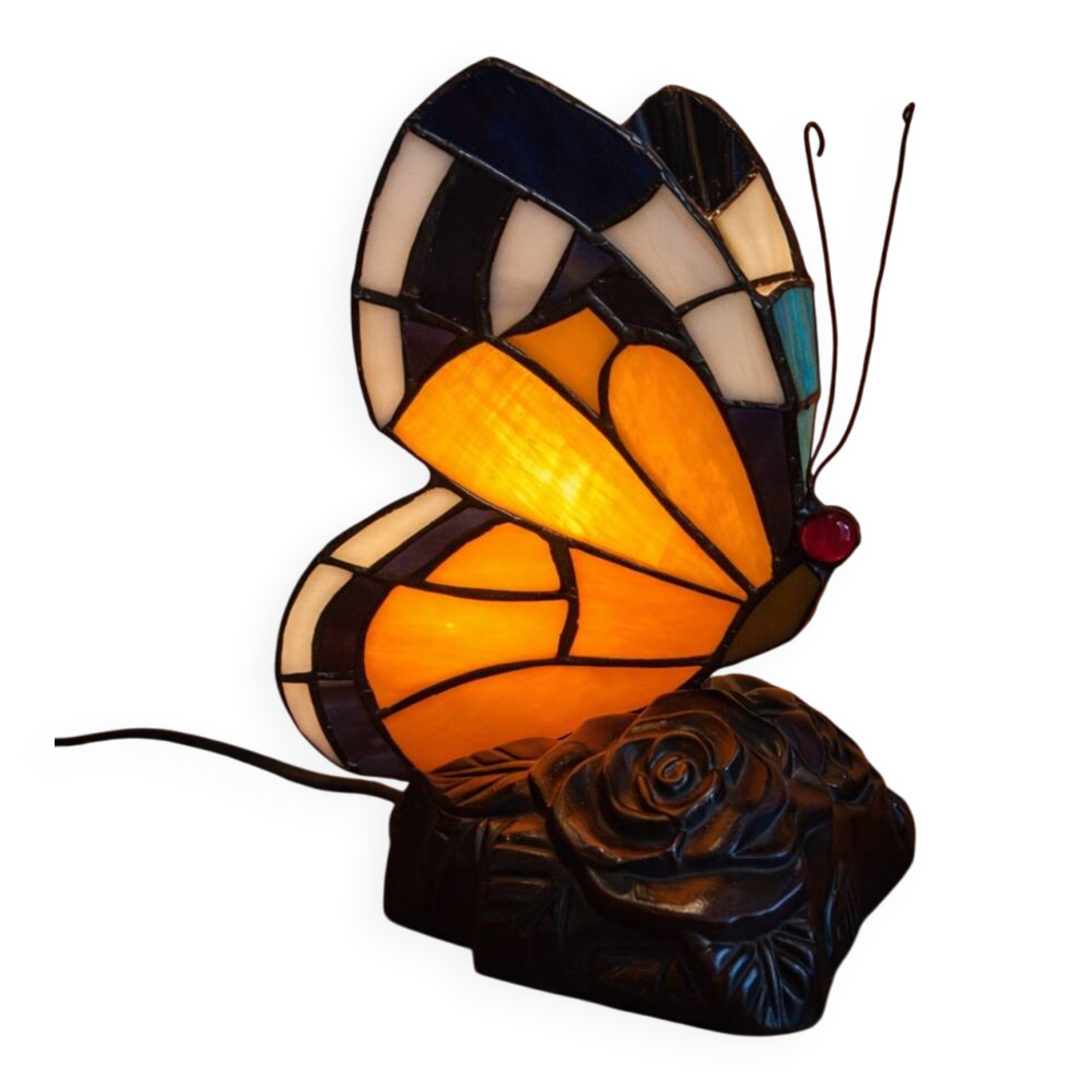 Lampe papillon style Tiffany en vitrail
