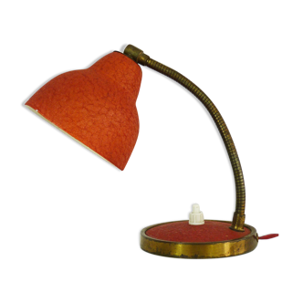 Small flexible desk lamp vintage brown orange. Year 60