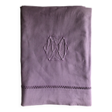 Drap ancien en lin et coton lilas violet