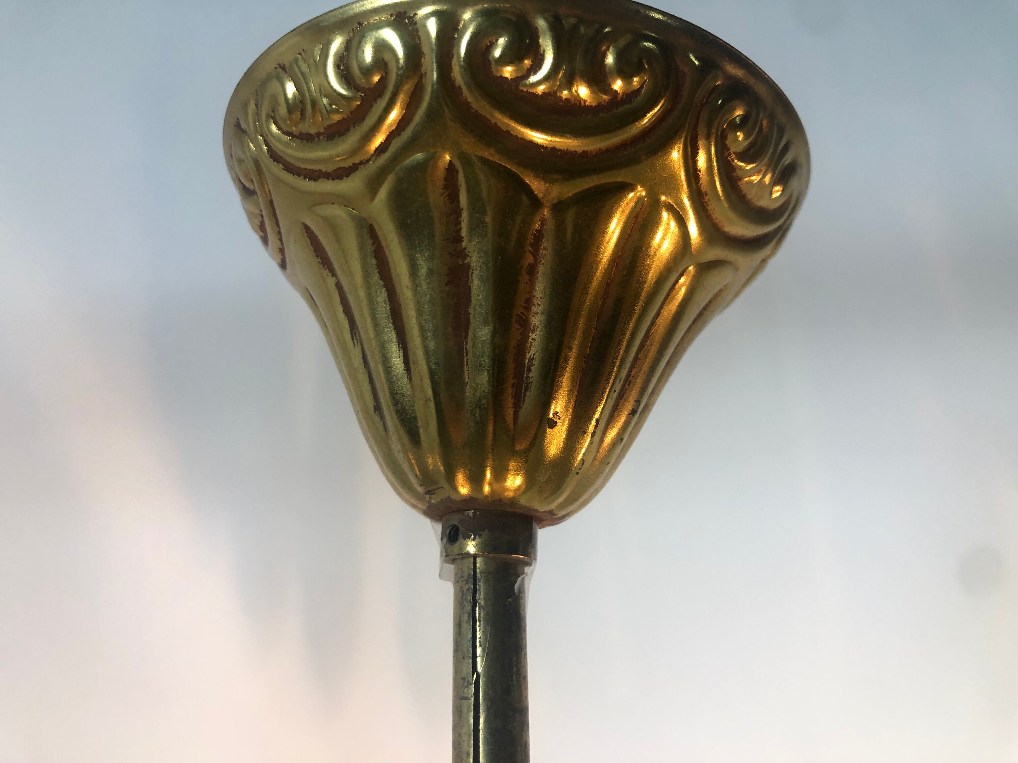 Golden brass crown chandelier and crystal taste buds 3 fires 1970