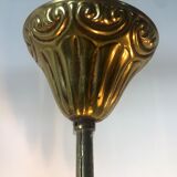 Lustre couronne en laiton doré et papilles en cristal 3 feux 1970