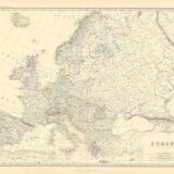 Antique Map of Europe circa 1869 Keith Johnston Royal Atlas Hand coloured map