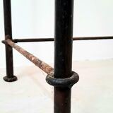 Brutalist hairdresser in wood and wrought iron