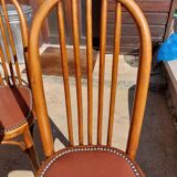 6 chaises Baumann en bois et simili cuir